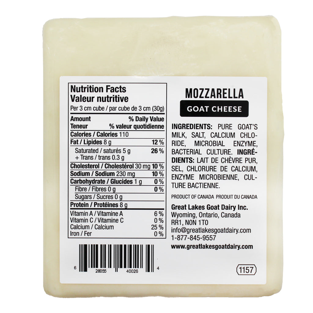 "Squeaky" Goat Mozzarella Pure Goat Milk Great Lake Goat Dairy